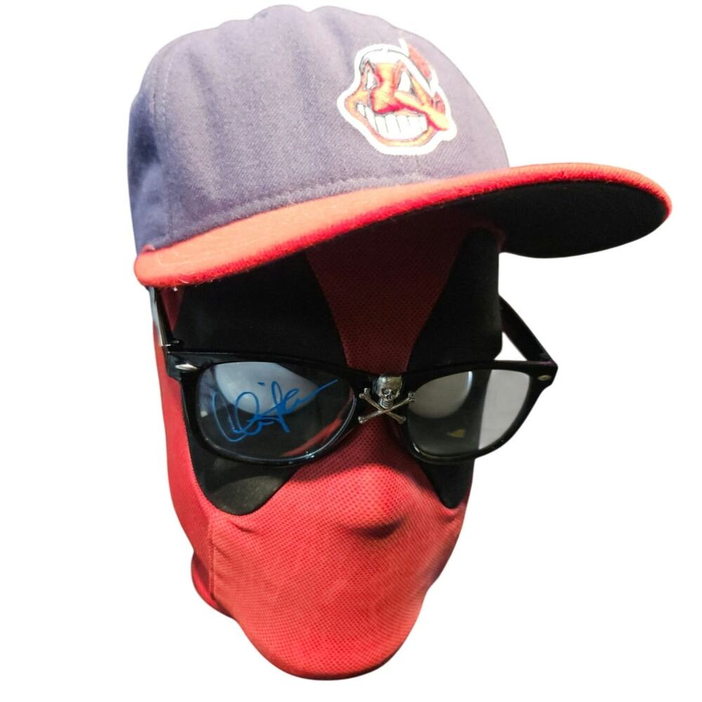 Charlie Sheen Signed Major League Replica Glasses & Old School style Indians Hat